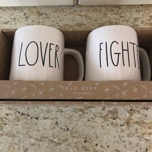 NIB Set of Rae Dunn Lover and fighter Mugs
